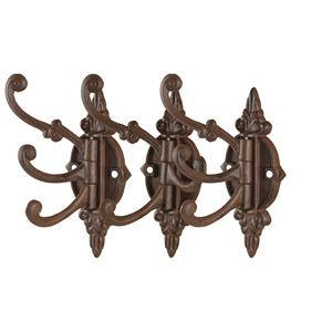 Best for Boots Wandplaat - 5x - met 3 haken - 23 cm - gietijzer - wand kapstok -