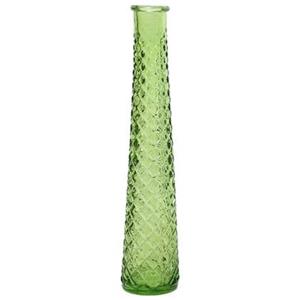 Decoris Vaas/bloemenvaas van gerecycled glas - D7 x H32 cm - transparant lichtgroen -