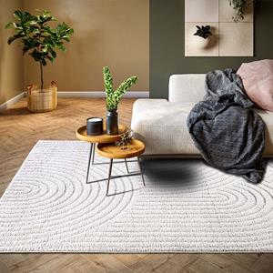 Design-vloerkleed Panglao zachte effen kortpolige, hoog-laag structuur, modern, woonkamer