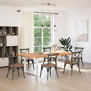 vidaXL Eettafel met natuurlijke rand 240x120x74 cm massief eikenhout
