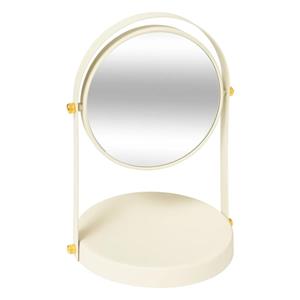 5five Make-up spiegel met standaard - 18 x 26 cm - metaal - ivoor wit - badkamer/kaptafel - draaibaar -