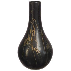 Ideas 4 Seasons Idea4seasons Bloemenvaas Dazzle - marmer look - Zwart/goud - Keramiek - D14 cm x H26 cm - vaas -