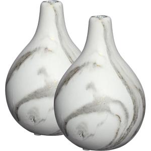 Ideas 4 Seasons Idea4Seasons Bloemenvaas Dazzle - 2x - marmer look - keramiek - D12 cm x H18 cm - vaas -
