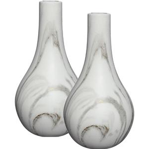 Ideas 4 Seasons Idea4seasons Bloemenvaas Dazzle - 2x - marmer look - keramiek - D14 cm x H26 cm - vaas -