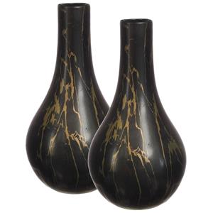 Ideas 4 Seasons Idea4seasons Bloemenvaas Dazzle - 2x - marmer look - Zwart/goud - Keramiek - D14 cm x H26 cm - vaas -