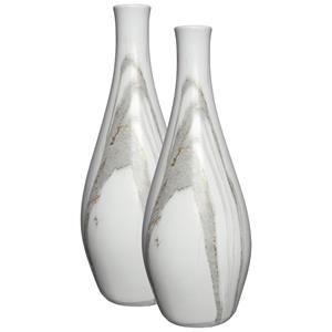 Ideas 4 Seasons Idea4seasons Bloemenvaas Dazzle - 2x - marmer look - keramiek - D13 cm x H35 cm - vaas -