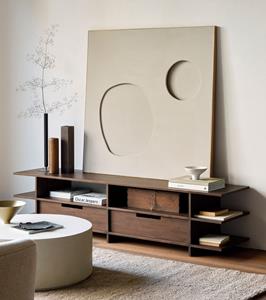 Ethnicraft TV-meubel Kabuki Gevernist Teakhout, 200cm - Bruin