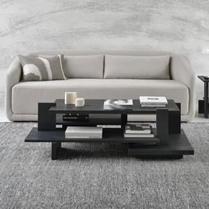 Ethnicraft Salontafel Abstract Gevernist Teakhout, 140 x 85cm - Zwart