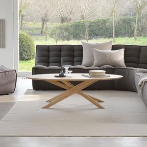 Ethnicraft Ovale Salontafel Mikado Geolied Eikenhout, 143 x 67cm - Naturel - Ovaal