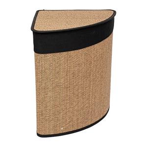 5five Wasmand - bamboe hout - met deksel - hoek model - naturel - 50 x x 50 cm - liter -