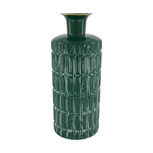 Dijk Natural Collections Vaas Metaal Donker Groen 16x16x39cm
