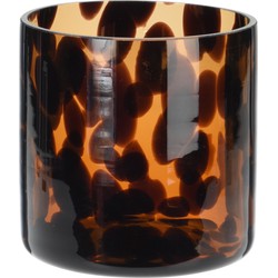 Nampook Theelichthouder glas 8cm bruin - 