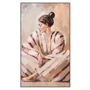 Leen Bakker Schilderij Vrouw streep - multikleur - 118x70 cm