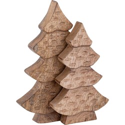 Sfeer voor jou SVJ Decoratieve Boom - 3x16x23 cm - Mango Hout - Naturel - Set van 2