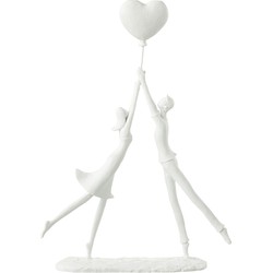 J-Line Koppel Staand Hart Ballon Poly Wit