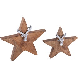 Sfeer voor jou SVJ Deco Sterren - 25x25x7 cm - Mango Hout - Naturel - Set van 2