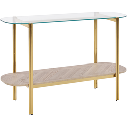Beliani  LOVELL - Sidetable - Lichtbruin|Goud - Hout