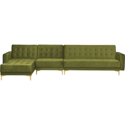 Beliani ABERDEEN-Hoekslaapbank-Groen-Rechterzijde-347 cm-Fluweel