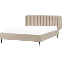 Beliani  BRIN - Tweepersoonsbed - Taupe - 140 x 200 cm - Fluweel