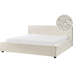 Beliani MIRANDE-Tweepersoonsbed-Gebroken wit-180 x 200 cm-Bouclé