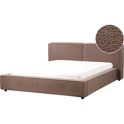 Beliani  LINARDS - Tweepersoonsbed - Bruin - 160 x 200 cm - Bouclé