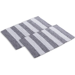 Sfeer voor jou SVJ Douchemat Rechthoekig - 80x50x1 cm - Katoen - Zwart - Set van 2