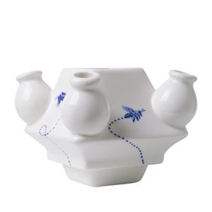 Heinen Delftsblauw Tulpenvaas Stapelgekte Bezige Bij midden 10 cm