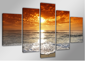 Karo-art Schilderij- Strand zonsondergang , 200x100cm