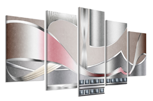 Karo-art Schilderij- Abstract rose en zilver, 200x100cm