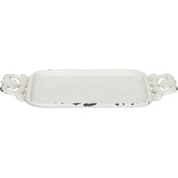 Clayre & Eef Decoratie Dienblad 16x8x1 cm Wit Ijzer Rechthoek