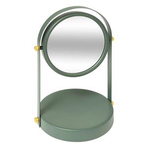 5five Make-up spiegel met standaard - 18 x 26 cm - metaal - ficus groen - badkamer/kaptafel - draaibaar -