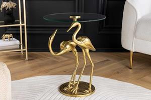 Invicta Interior Side table WILDLIFE CRANE 55cm gold - 44832