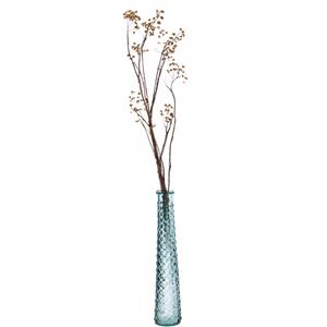 Decoris Vaas/bloemenvaas van gerecycled glas - D7 x H32 cm - transparant okergeel -