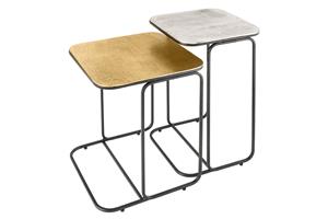 Invicta Interior Salontafel ABSTRACT set van 2 40cm goud silver zwart metaal frame - 43516