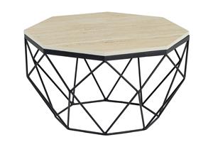 Invicta Interior Salontafel DIAMOND 70cm rek ijzer zwart top travertijn - 45205