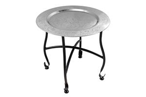 Invicta Interior Side table MARRAKESCH 40cm silver hammer stroke design afneembaar blad - 44354