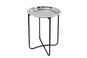 Invicta Interior Side table CASABLANCA 50cm antique silver hammer stroke design afneembaar blad - 44352