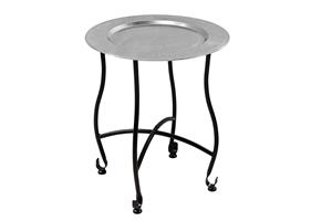 Invicta Interior Side table MARRAKESH 50cm silver hammer stroke design afneembaar blad - 44347