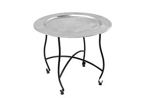 Invicta Interior Side table MARRAKESH 60cm silver hammer stroke design afneembaar blad - 44346