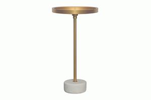 Invicta Interior Side table TRAYFUL 60cm wit marble base gouden frame and top - 44849