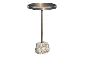 Invicta Interior Side table TRAYFUL 60cm marble base and antique messing ijzer top - 44847