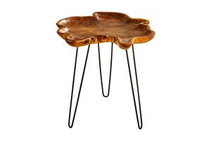 Invicta Interior Side table WILD 65cm teak hout naturel bruin w/ harpin poten zwart - 44708