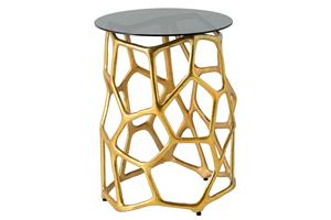Invicta Interior Side table LIQUID GEOMETRIE 50cm tempered zwart glass goud - 44857