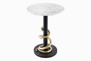 Invicta Interior Side table WILDLIFE SNAKE 50cm goud zwart wit marble - 44831