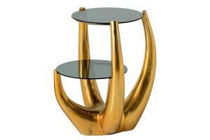 Invicta Interior Side table LEVELS 50cm frame goud tempered glass top zwart - 44858