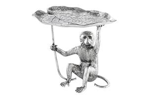 Invicta Interior Side table WILDLIFE MONKEY 55cm silver - 44836