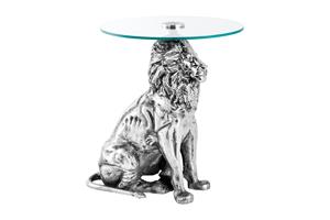 Invicta Interior Side table WILDLIFE LION 60cm antique silver - 44826