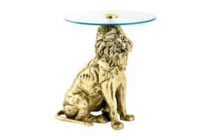 Invicta Interior Side table WILDLIFE LION 60cm antique goud - 44827