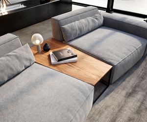 DELIFE Couchtisch Tatius 120x40/70 Akazie Natur Gestell schwarz passend zu Sirpio