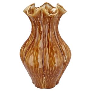DK Design Bloemenvaas Inga Driss - bruin - 15 x 20 cm - unieke glazuurlook -